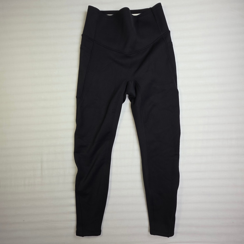 Halara Fleece Lined High Waisted Leggings Black 7/8 Length Pockets Womens Medium